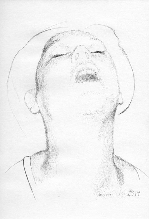 Lique Schoot, Zelfportret (Lique Erotique), ballpoint op papier, 29,7 x 20 cm, € 475,-