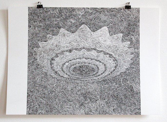 Leonard Witte, Cirkelzaag 2, pen op papier, 29,5 x 42 cm, € 700,-
