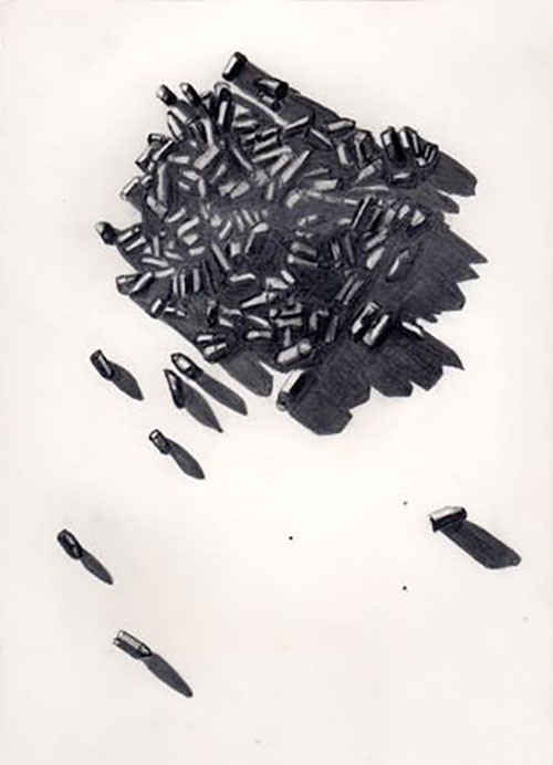 Petra Moerman, Potloodpunten, potlood, grafiet op papier, 19,5 x 27,5 cm, € 325,-