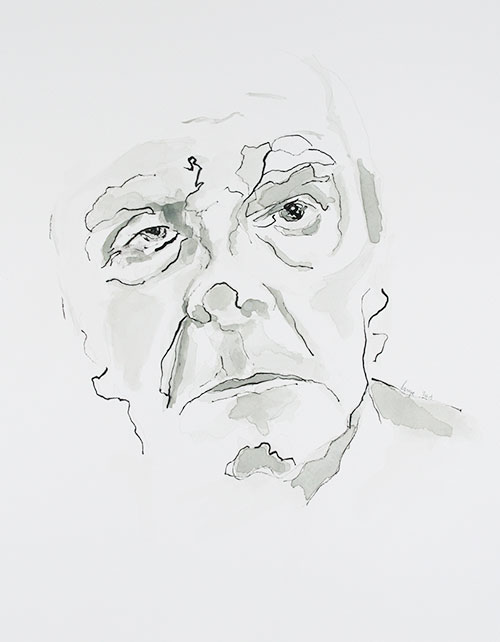 Inge van Steen, Karel, grafiet, inkt, Bister op papier, 37,5 x 30 cm, € 195,-