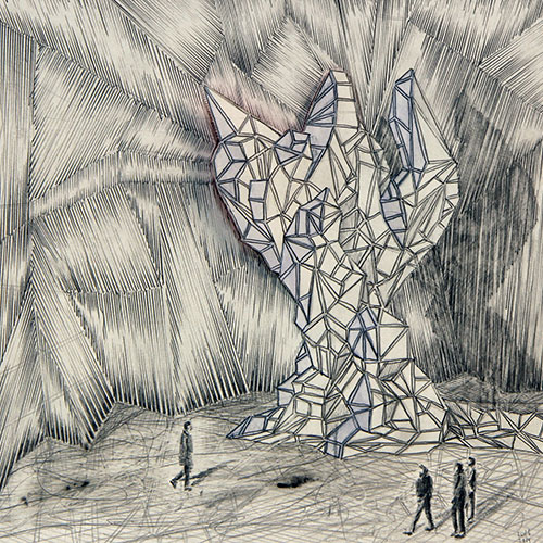 Lenneke van der Goot, Tower (Glow), gemengde techniek op papier, 25 x 25 cm, € 530,-