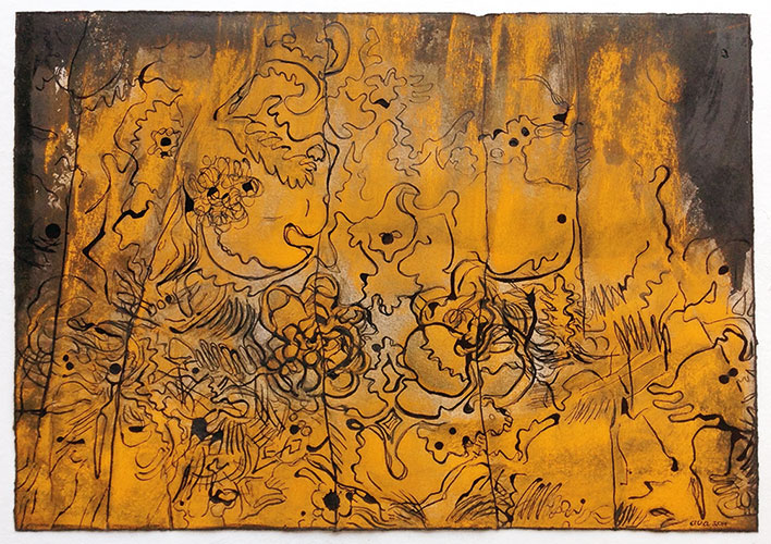 Allie van Altena - z.t. houtskool/pastel/Oostindische inkt op papier 29,7 x 42 cm € 385,-