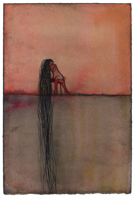 Marina Metaal - Wachten inkt op aquarelpapier 26 x 19 cm € 318,-