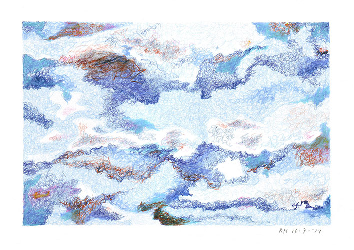 Rik Hagt - Zomeravondlucht kleurpotlood op papier 15 x 21 cm € 175,-